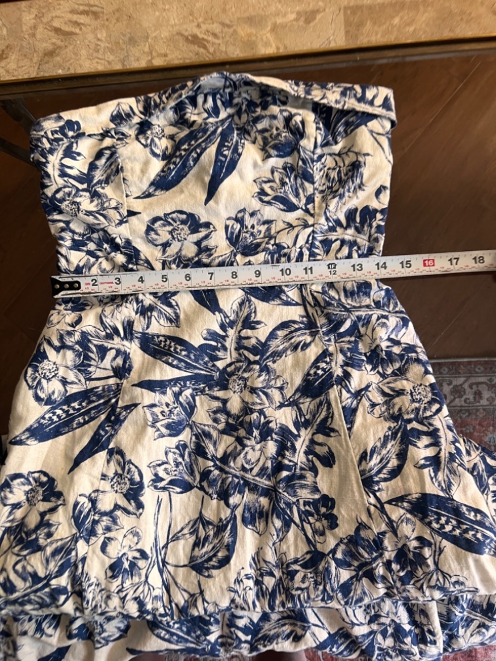 Abercrombie & Fitch Blue Floral Offshoulders Dress Size S - Picture 8 of 10
